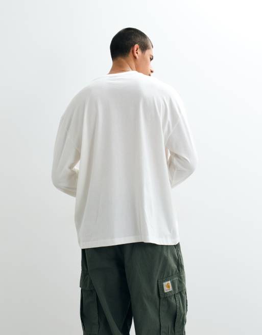 ASOS DESIGN Essentials oversized long sleeve t-shirt in cream, 5 of 5