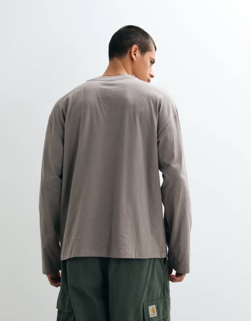 ASOS DESIGN Essentials oversized long sleeve t-shirt in gray, 4 of 5