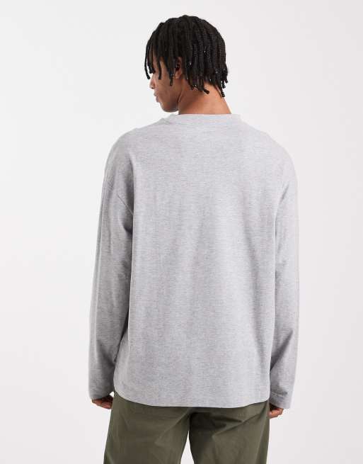 ASOS DESIGN – Langärmliges Basic-Oversize-T-Shirt in Grau meliert