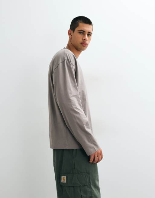 ASOS DESIGN Essentials oversized long sleeve t-shirt in grey, 2 of 5