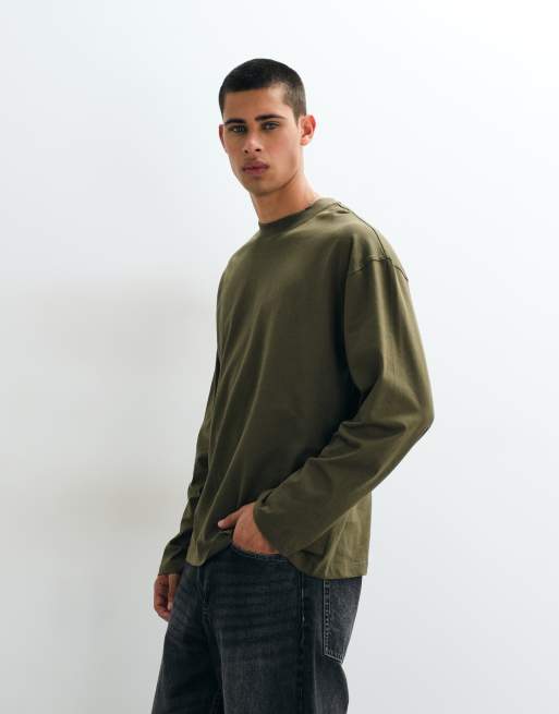 ASOS DESIGN Essentials oversized long sleeve t-shirt in khaki, 3 of 5