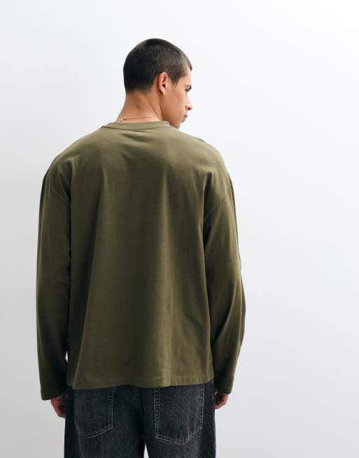 ASOS DESIGN Essentials oversized long sleeve t-shirt in khaki, 5 of 5