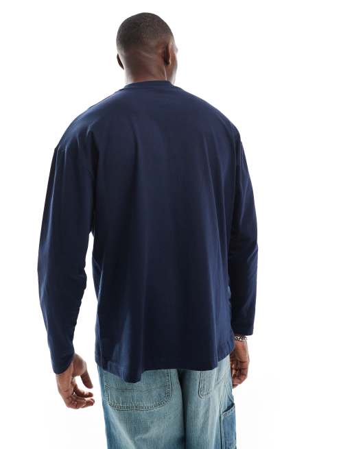 ASOS DESIGN essentials oversized long sleeve t-shirt in navy  