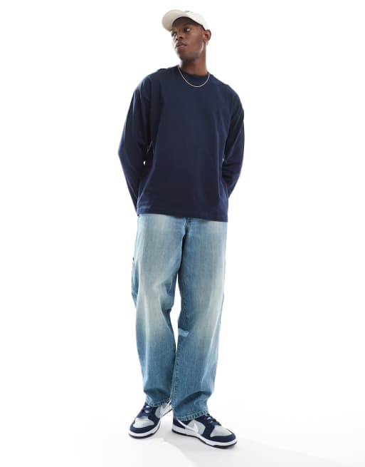ASOS DESIGN essentials oversized long sleeve t-shirt in navy  