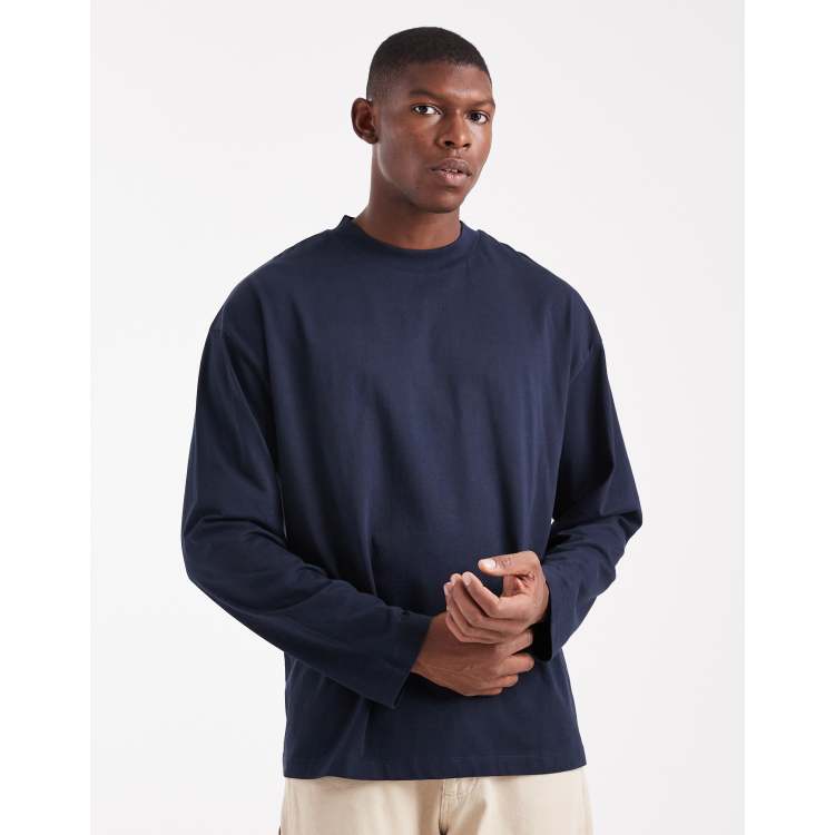 ENNOY CREW NECK LS T-SHIRTS NAVY サイズL ASOS DESIGN essentials oversized long sleeve T-shirt in navy