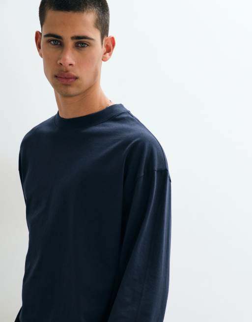 ASOS DESIGN Essentials oversized long sleeve t-shirt in navy, 3 of 5