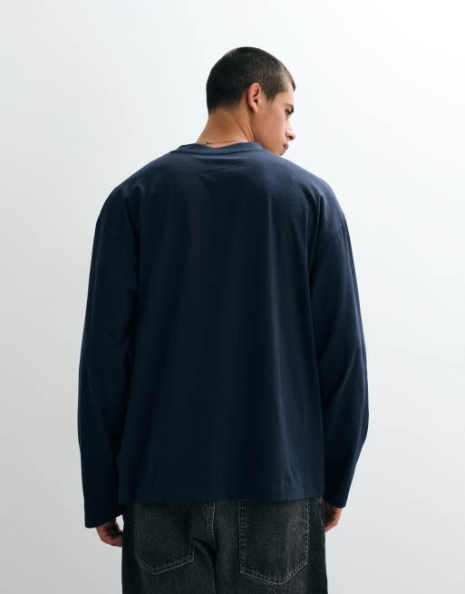 ASOS DESIGN Essentials oversized long sleeve t-shirt in navy, 5 of 5