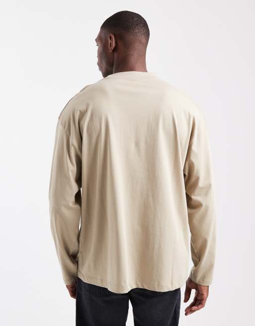 ASOS DESIGN essentials oversized long sleeve T-shirt in stone