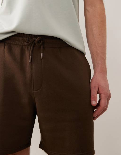 ASOS DESIGN essentials oversized mid length jersey shorts in brown, 5 of 5