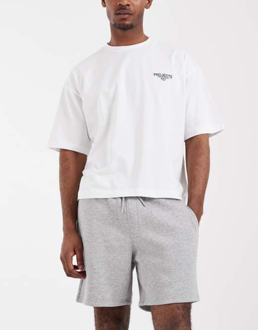 ASOS DESIGN essentials oversized mid length jersey shorts in grey marl, 3 of 5