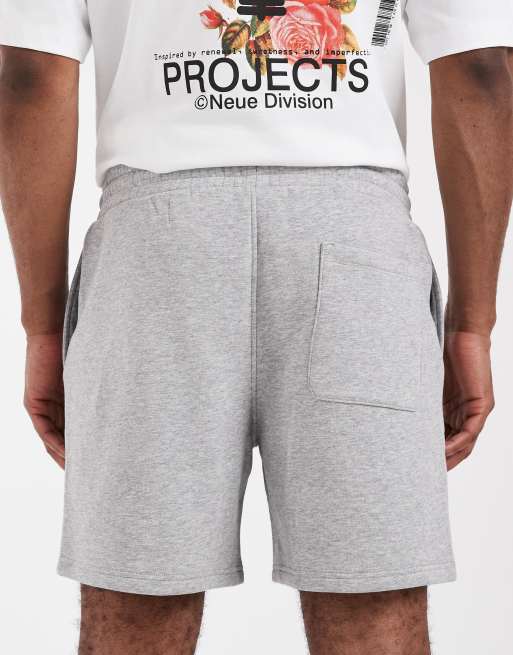 ASOS DESIGN essentials oversized mid length jersey shorts in grey marl, 4 of 5