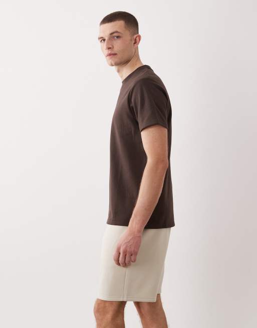 ASOS DESIGN essentials oversized mid length jersey shorts in off white, 3 of 5