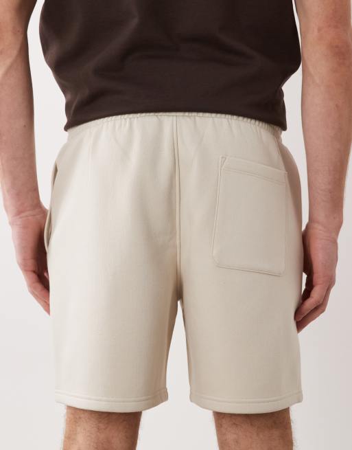 ASOS DESIGN essentials oversized mid length jersey shorts in off white, 5 of 5