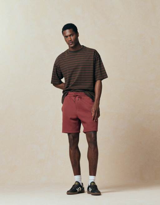ASOS DESIGN essentials oversized mid length jersey shorts in red, 4 of 5