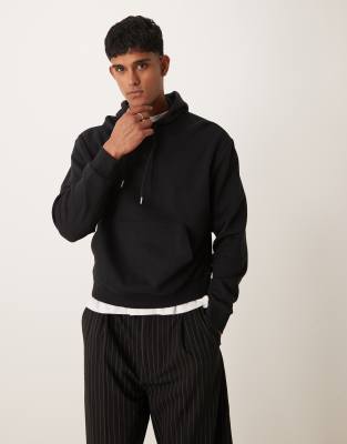 ASOS DESIGN - Essentials - Oversized og sort hættetrøje med firkantet pasform - view 1