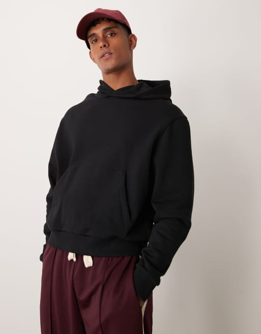 ASOS DESIGN - Essentials - Oversized og sort hættetrøje med firkantet pasform