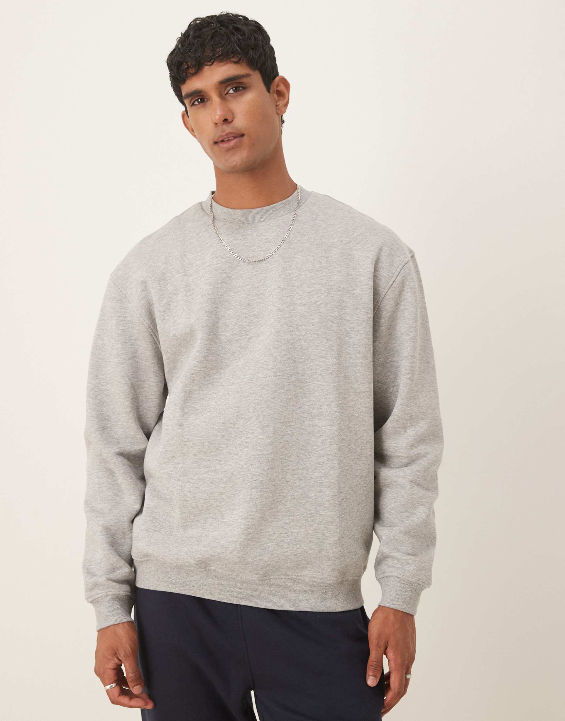 ASOS DESIGN essentials oversized sweatshirt in grey marl