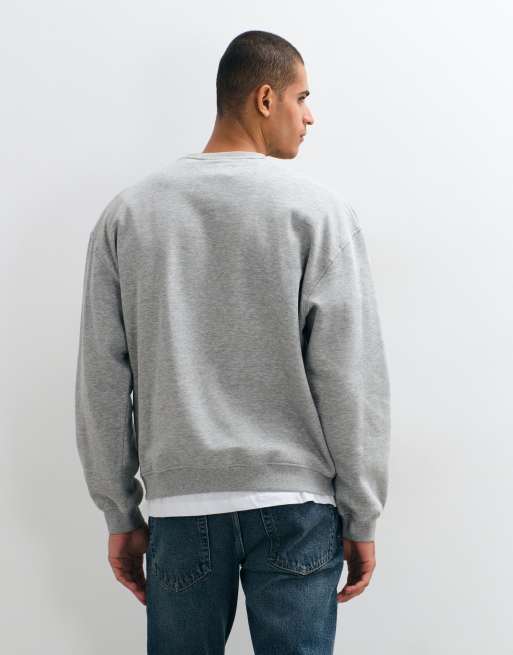 ASOS DESIGN essentials oversized sweatshirt in grey marl, 3 of 5