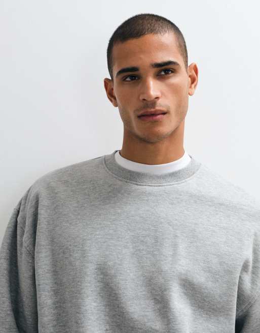 ASOS DESIGN essentials oversized sweatshirt in grey marl, 4 of 5