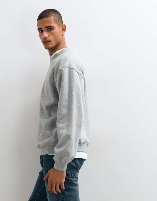 ASOS DESIGN essentials oversized sweatshirt in grey marl, 5 of 5