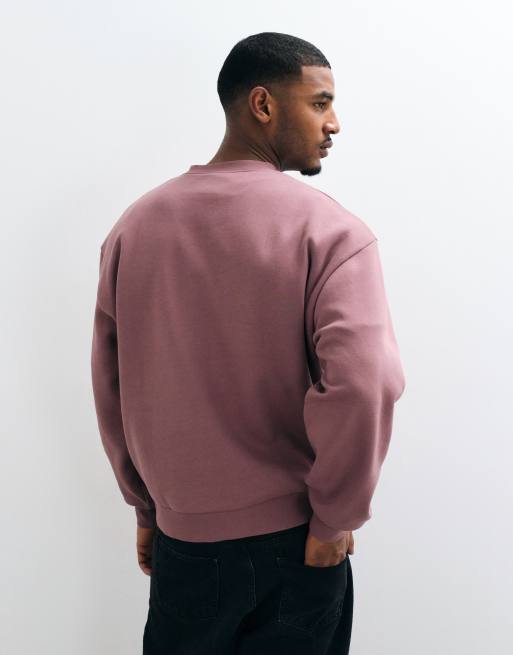 ASOS DESIGN essentials oversized sweatshirt with henley neck in pink, 4 of 10
