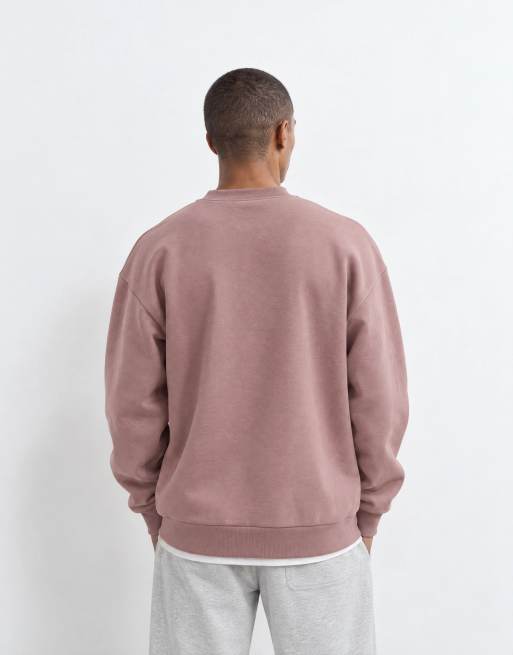 ASOS DESIGN essentials oversized sweatshirt with henley neck in pink, 8 of 10