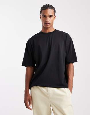 Asos Design Essentials Oversized High Neck T-shirt In Black