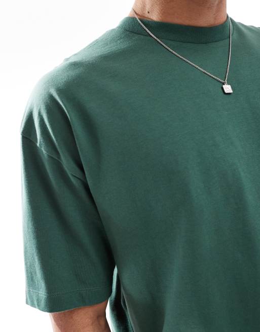 ASOS DESIGN essentials oversized T-shirt in dark green, 3 of 4