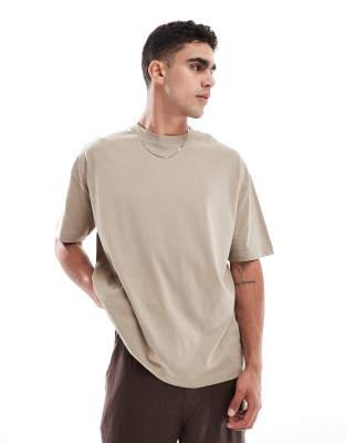 ASOS DESIGN essentials oversized T-shirt in stone-Neutral