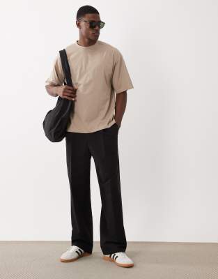 Asos Design Essentials Oversized T-shirt In Stone-neutral In Neutral