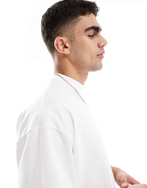 ASOS DESIGN Essentials oversized t-shirt with high neck in white, 2 of 4