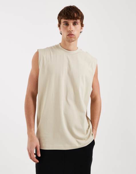 ASOS DESIGN Essentials oversized tank in stone - view 1