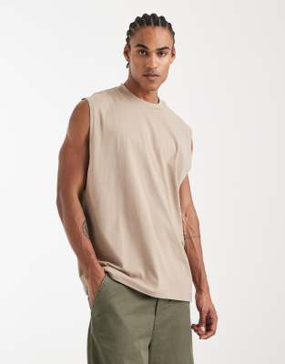 Asos Design Essentials Oversized Tank In Neutral