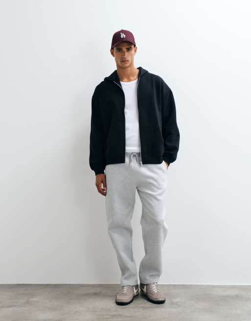 ASOS DESIGN essentials oversized zip through hoodie in black, 3 of 5