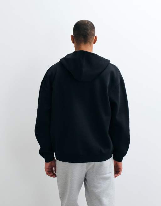 ASOS DESIGN essentials oversized zip through hoodie in black, 5 of 5