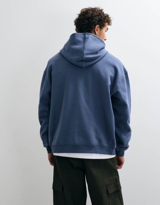 ASOS DESIGN essentials oversized zip through hoodie in blue, 2 of 5