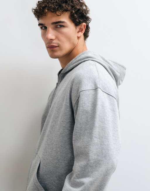 ASOS DESIGN essentials oversized zip through hoodie in gray heather, 2 of 5