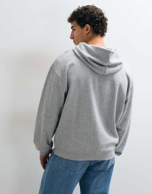 ASOS DESIGN essentials oversized zip through hoodie in grey marl, 3 of 5