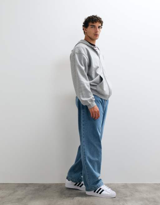 ASOS DESIGN essentials oversized zip through hoodie in grey marl, 4 of 5