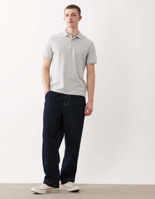 ASOS DESIGN - Essentials - Pakke med 2 regular fit-poloer i beige/grå piqué, 2 af 5