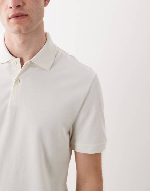 ASOS DESIGN - Essentials - Pakke med 2 regular fit-poloer i cremefarvet/mørkegrøn piqué, 3 af 5