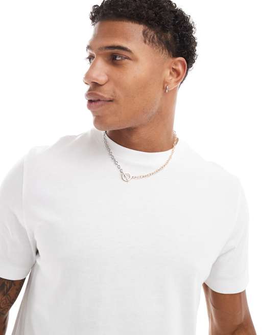 ASOS DESIGN - Essentials - Pakke med 2 T-shirts i hvid/lyseblå med rund hals , 2 af 4