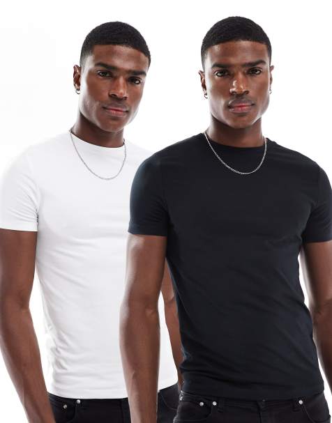 ASOS DESIGN - Essentials - Pakke med 2 tætsiddende T-shirts i sort/hvid - view 1