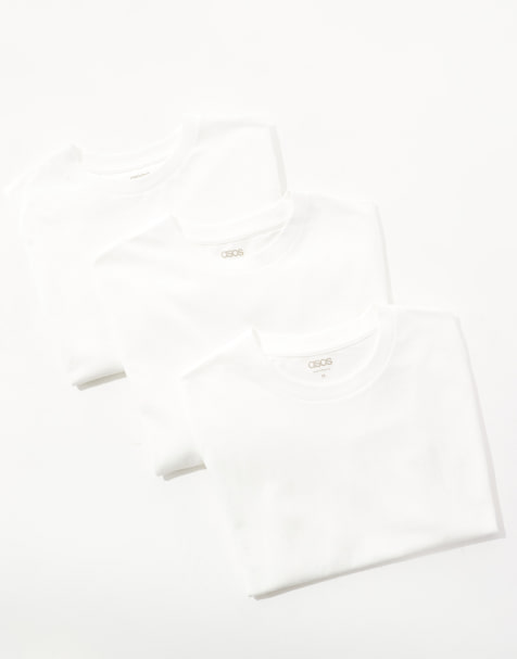 ASOS DESIGN - Essentials - Pakke med 3 hvide T-shirts i regular fit - view 1
