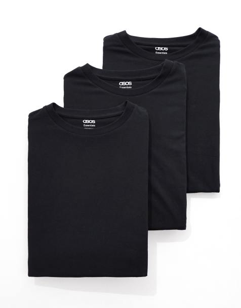 ASOS DESIGN - Essentials - Pakke med 3 sorte T-shirts i regular fit - view 1