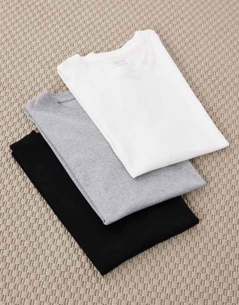 ASOS DESIGN - Essentials - Pakke med 3 tanktoppe i regular fit i sort, hvid og grå - view 1