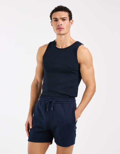ASOS DESIGN - Essentials - Pantaloncini slim in jersey blu navy, 2 di 5