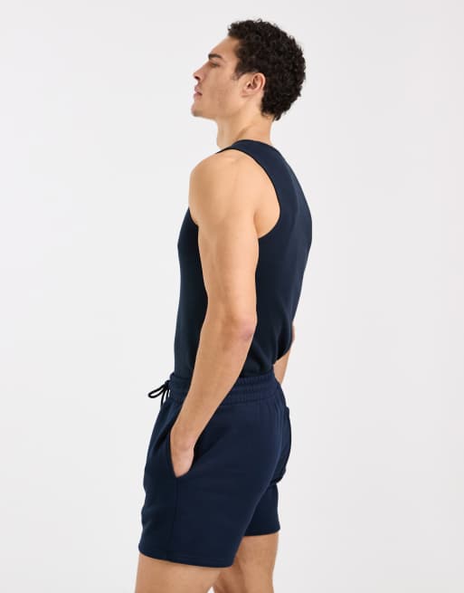 ASOS DESIGN - Essentials - Pantaloncini slim in jersey blu navy, 3 di 5