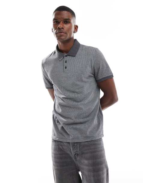 ASOS DESIGN essentials pique polo shirt in charcoal heather - view 1