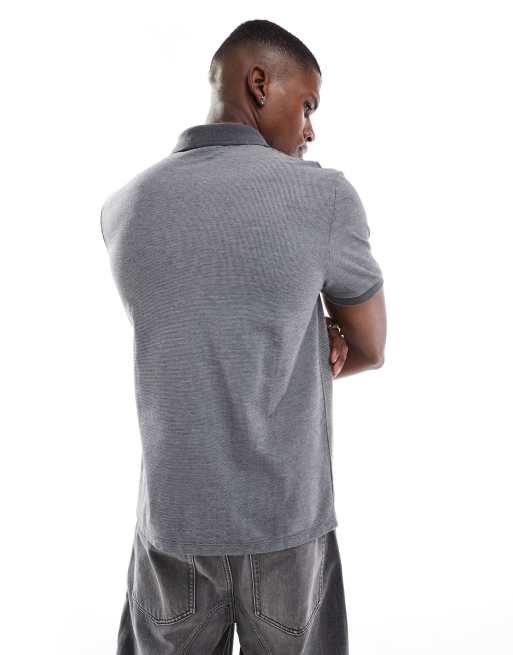 ASOS DESIGN essentials pique polo shirt in charcoal marl, 3 of 4